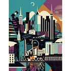 Dundee City Modern Abstract Geometric Cityscape Huge Wall Art Poster Print Giant