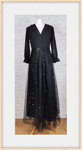 Neu Wanssy Damen langarm lang Kleid schwarz Tüll Größe S 701-5244 - Bild 1 von 4