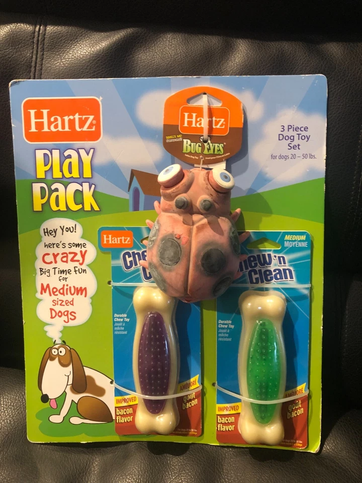Hartz play pack 3 piece dog set bug eyes lady bug  for dogs 20-50 lbs new - Image 1 of 1