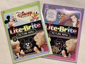 2 Vintage Sealed Lite Brite Disney Characters BEAUTY and BEAST Picture Refills - Picture 1 of 8