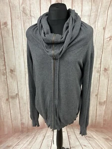 All Saints Mens Large Skree Zip Funnel Cowl Neck Knit Silk Cotton Sweater Jumper - Picture 1 of 20