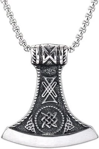 Collar Colgante Hacha Nudo Trinidad Rueda Sol Kolovrat Vikingo Acero Inoxidable Para Hombres - Imagen 1 de 5