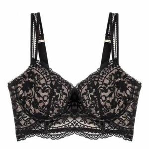 NEW PLEASURE STATE  LUPITA LONG LINE BLACK LACE UNDERWIRE SIZE 10G / 32G RRP $99 - Picture 1 of 1