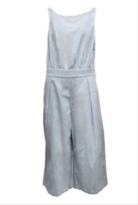 HoodLamb Donna Verde Blu senza Maniche V Profonda Schiena Canapa Tuta Nwt - Immagine 1 di 2