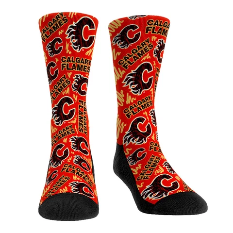 Women's Rock Em Socks Calgary Flames Logo Sketch Crew Socks Cover