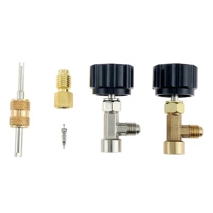 R134A Self-Sealing Can Tap Valve Core Remover Puncture Adapter Fitting Kit Black - Picture 1 of 10