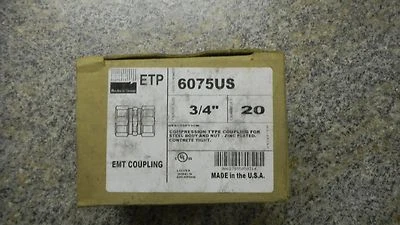 NEW MADE IN USA!!!, EGS ETP 6075US 3/4" Compression EMT Couplings, BOX of 20 - Image 1 of 4