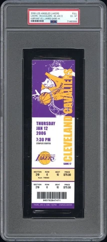 PSA 6 - KOBE BRYANT vs LEBRON JAMES - 2006 NBA CAVALIERS @ LAKERS FULL TICKET Cover