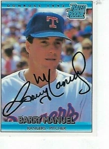 BARRY MANUEL HAND SIGNED 1992 DONRUSS #401 - TEXAS RANGERS - Picture 1 of 1