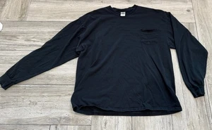 T-shirt nera manica lunga Gildan 2XL con tasca frontale taglia XXL - Foto 1 di 3