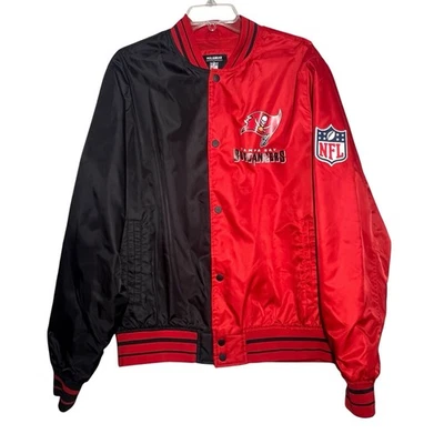 Tampa Bay Buccaneers Satin Jacket Mens Size Large Red Black Pull & Bear NFL Game - Image 1 of 4