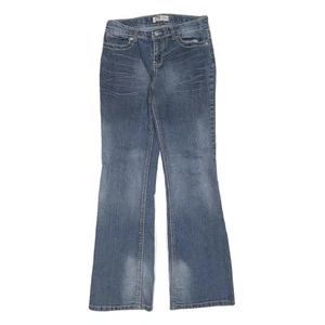 LEI Girls Blue Regular Fit Flared Denim Medium Wash W26 L28 Embroidered Pockets - Picture 1 of 6