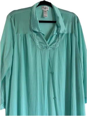 VTG Vanity Fair XL Mint Robe Gown Robe Porch Dress Satin Grannycore Cottage Core - Image 1 of 4
