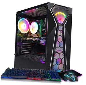  Gaming PC Computer Desktop, Intel 10th Gen G5905 3.5G, Radeon G5905/RX 580/1T - Picture 1 of 7