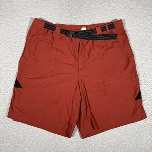 LL Bean Shorts Mens XL Rust Brown Belted 9" Mesh Lined Outdoor Logo Nylon Hiking - Picture 1 of 10
