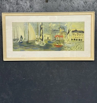 Impresión artística vintage Raoul Dufy Regates Dans Le Port De Trouville Francia Foto 1 de 4