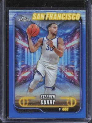2024-25 Topps cromo Stephen Curry #187 refractor azul/150 guerreros Foto 1 de 2