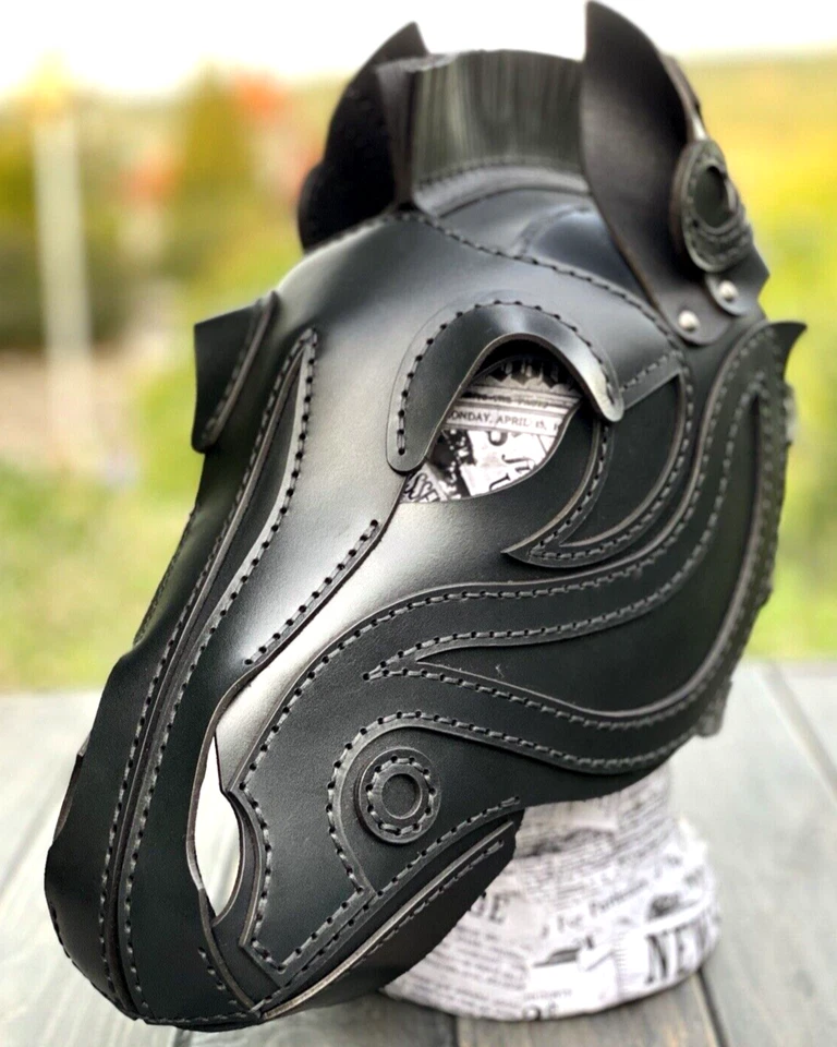 Horse leather mask, Leather Pony Hood,   Handmade Pony play mask - Image 1 of 4