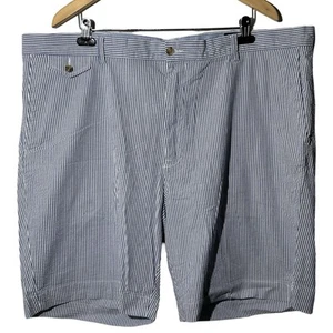 Polo Ralph Lauren Men's Classic Fit Chino Shorts Sz 44 B White Blue Pinstriped - Picture 1 of 6