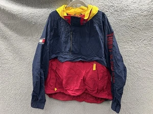 Vintage Tommy Hilfiger Jacke Herren XL Blau Spellout Windbreaker 90s Y2K Kapuze - Bild 1 von 17
