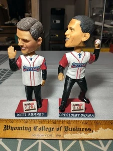 Mitt Romney Barrack Obama Williamsport Crosscutters Bobble Heads Filis Raro - Imagen 1 de 6