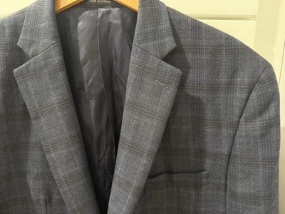 Austin Reed London Men’s Jacket 46 R Grey Navy Checks 100% Wool Sport Coat EUC - Image 1 of 4