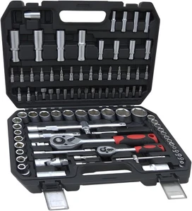 Herramientas de mano, juego de herramientas mecánicas 94 piezas juego de enchufes con estuche, unidad de 1/4" y 1/2", ... - Imagen 1 de 6