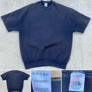 Vintage Fruit Of The Loom Short Sleeve Sweatshirt Faded Worn Paint Distressed XL - Picture 1 of 24