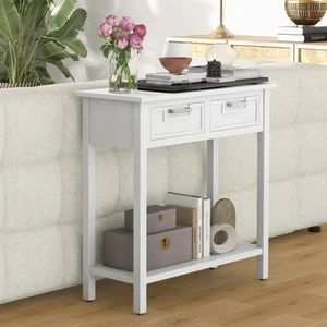 Mesa consola acento entrada sofá vestíbulo hogar estante con 2 cajones blanco interior - Imagen 1 de 6