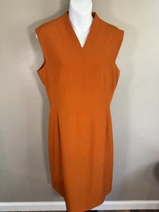 MM Lafleur Dress SZ 12 Orange Aditi 2.0 Sheath Sleeveless Midi Stretch Crepe - Picture 1 of 7