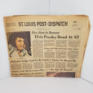 Elvis Presley Death Newspaper St. Louis Post Despacho 17 de agosto 1977 - Imagen 1 de 1