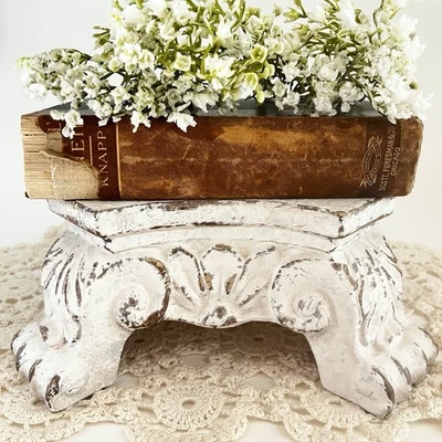 Shabby Chic Pillar Candle Holder Plant Stand Riser Victorian Cloche Pedestal LRG - Image 1 of 4