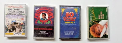 Lot of 4 Holiday Christmas Music Cassette Tapes Elvis Reba Bing Classics — 第 1/2 张图片