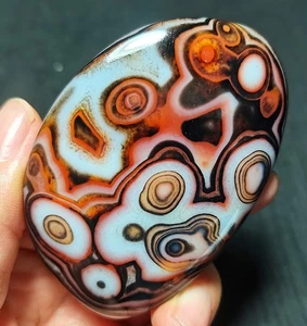 TOP 77,8 g natürliche polierte Seide gebänderte Spitze Achat Kristall Madagaskar R1976 - Bild 1 von 16