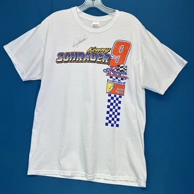Kenny Schrader #9 Racing T-Shirt Autographed Men’s L Front & Back Graphics - Image 1 of 4