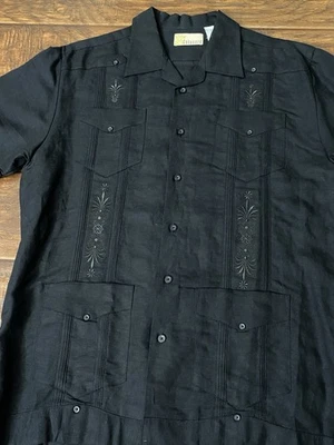 Cubavera Mens Hawaiian Embroidered Button Up Linen Rayon Shirt NWT Size M $50 - Image 1 of 4