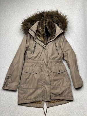 Abercrombie & Fitch Y2K Años 90 Edredón Parka Piel Sintética Chaleco Forrado Chaqueta Abrigo M/L Marrón Foto 1 de 4