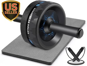Fitness Ab Roller Wheel for Abdominal Exercises Abs Workout Equipment with Knee - Picture 1 of 7