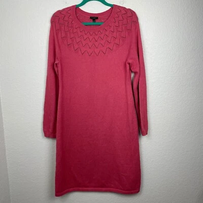 Talbots Knit Sweater Dress Womens Medium Coral Long Sleeve Midi Length Pullover - Image 1 of 4