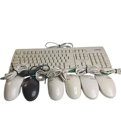 Vintage Retro COMPAQ Keyboard 166516-006 Mouse Lot UNTESTED - Image 1 of 4