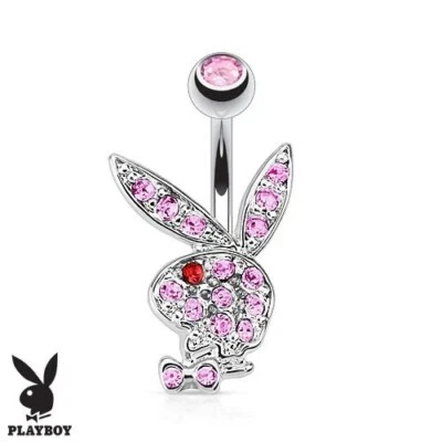 Anillo ombligo ombligo pavimentado gema circonita cúbica con licencia Playboy Bunny 14G *MULTI ELECCIÓN* Foto 1 de 4