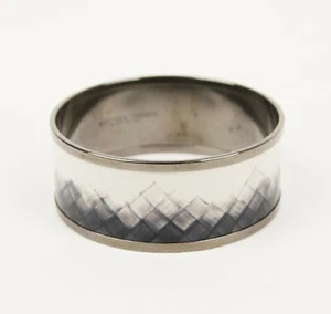 $580 Bottega Veneta White/Black Enamel Metal Woven Silver Bracelet S 452832 1813 - Picture 1 of 6