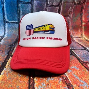 Union Pacific Railroad Defunct Logo Mens Trucker Hat Red Snapback Train Cap - Picture 1 of 3