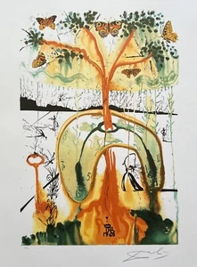 Salvador Dali Signed L/E Lithograph MAD TEA PARTY from ALICE IN WONDERLAND SUITE - Picture 1 of 7