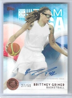 2016 TOPPS OLYMPIC SET BRITTNEY GRINER "BRONZE" AUTOGRAPH AUTO CARD ~ /50  WNBA - Image 1 of 2