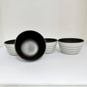 4 Hearth & Hand with Magnolia MELAMINE STRIPED BOWLS Gray Brown 4.5" READ - Picture 1 of 7
