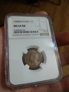 Chile 1908 Centavo NGC MS64RB - Picture 1 of 2