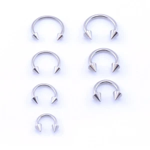 Surgical Steel Horseshoe Bar - Lip Nose Septum Ear Ring Various Sizes WITH CONES - Picture 1 of 11
