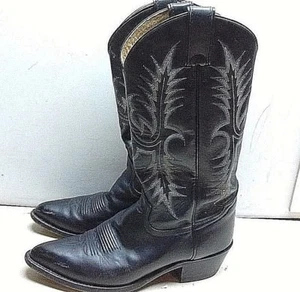 Tony Lama Gray Black Leather Pull On Mid Calf Western Cow Boy Boot Men's Shoe 8D - Picture 1 of 10