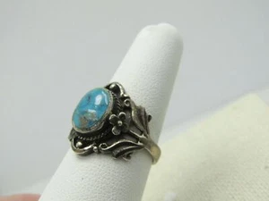 Vintage Sterling Southwestern Türkis gerollter Ring, Gr. 7, 4,40 gr., 70er Jahre - Bild 1 von 7